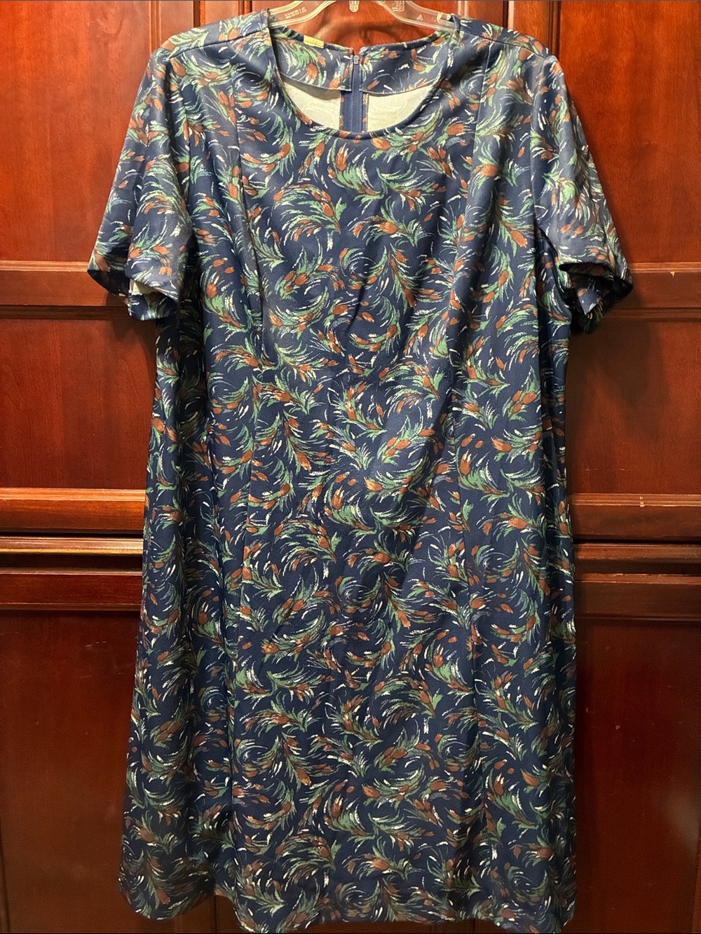 Vintage women’s 3X Navy Short-Sleeve Printed Dress